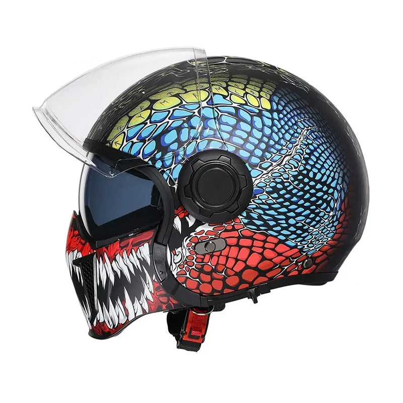 Vintage Motorcycle Helmet with Detachable Chin Guard – Retro Modular Design, DOT & ECE Certified