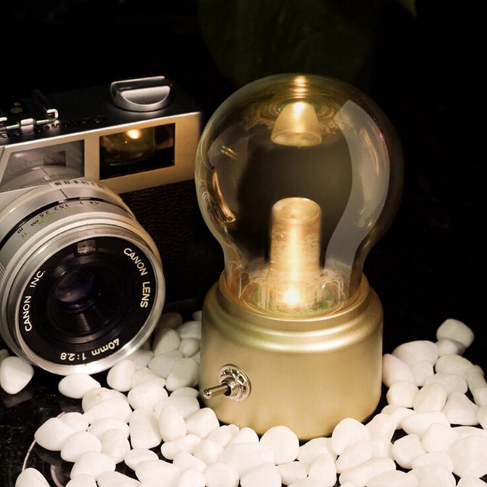 Vintage-Style Rechargeable LED Lamp with USB Charging Port