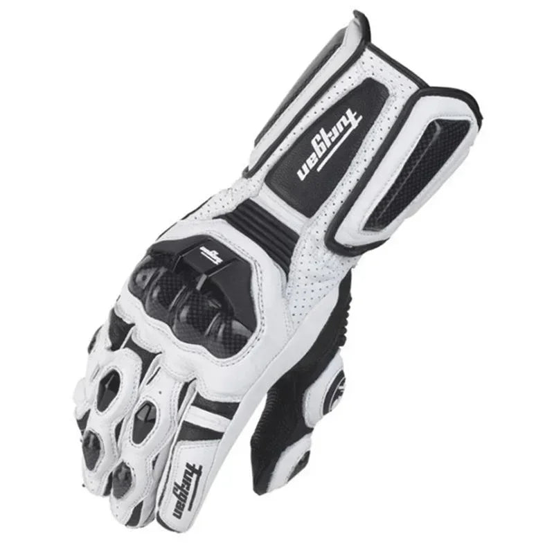 Leather Motorcycle Gloves with Carbon Fiber Protection | Waterproof & Touchscreen Friendly for All-Weather Use