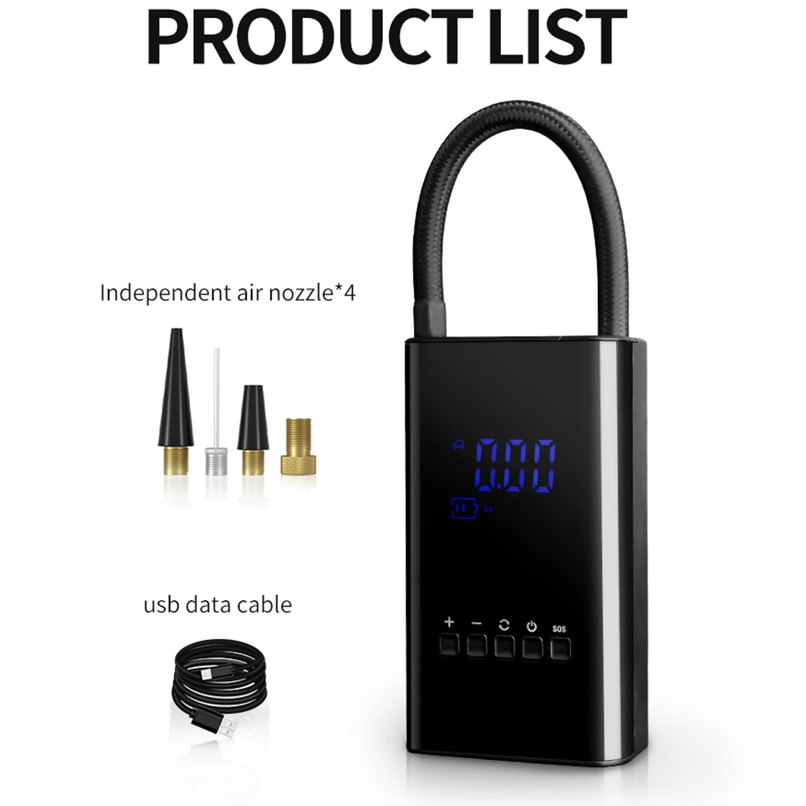 Compact Air Pump with LED Screen for Fast Tire Inflation