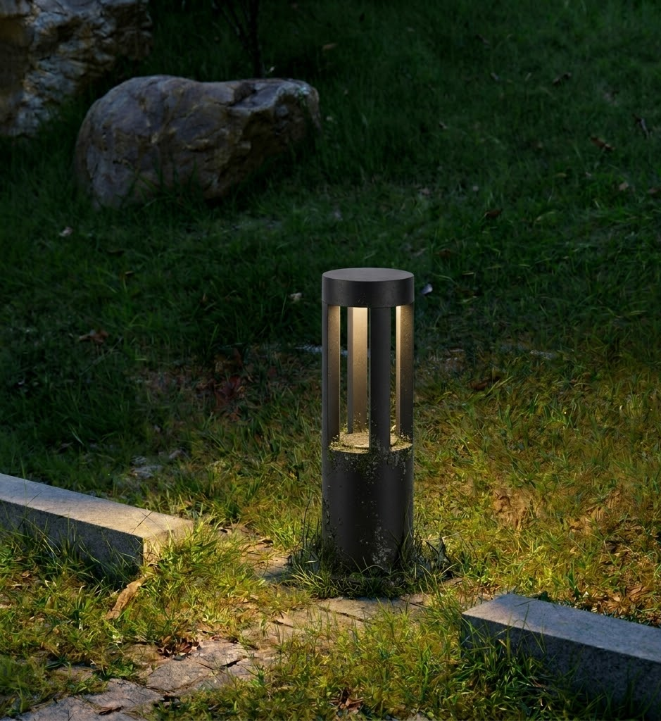Sleek Waterproof LED Garden Path Light in Black Aluminum