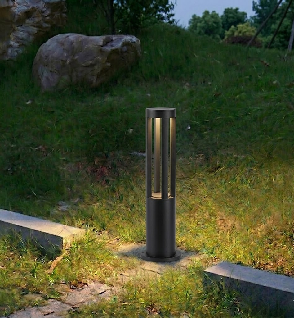 Sleek Waterproof LED Garden Path Light in Black Aluminum