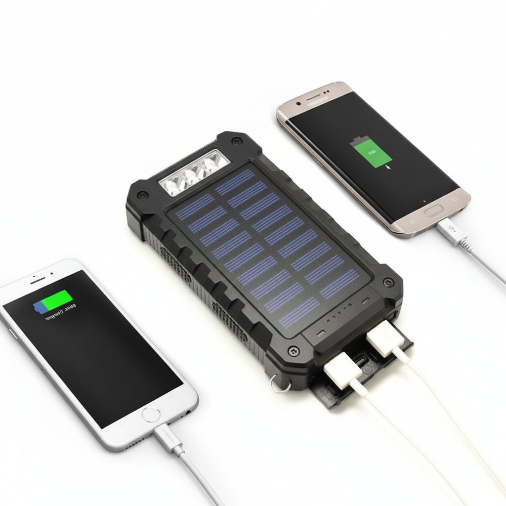 20000mAh Portable Solar Charger with Dual USB Ports – Waterproof for Outdoor Use
