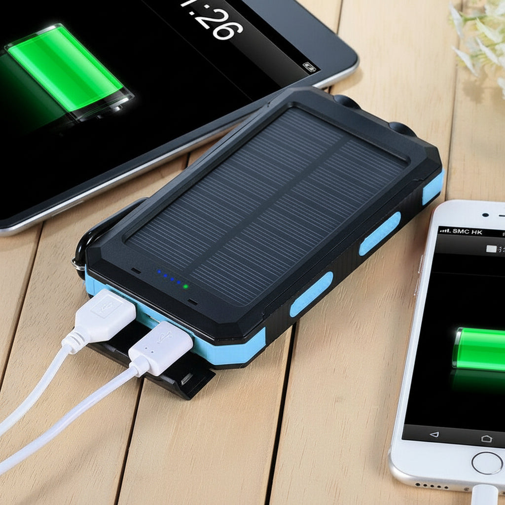 20000mAh Portable Solar Charger with Dual USB Ports – Waterproof for Outdoor Use