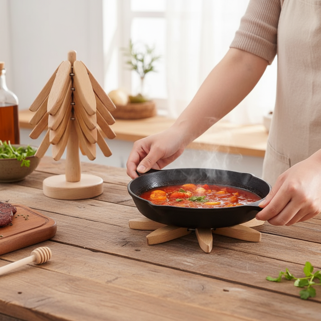 Wooden Trivet for Hot Pots and Dishes | Rustic Design for Meal Safety
