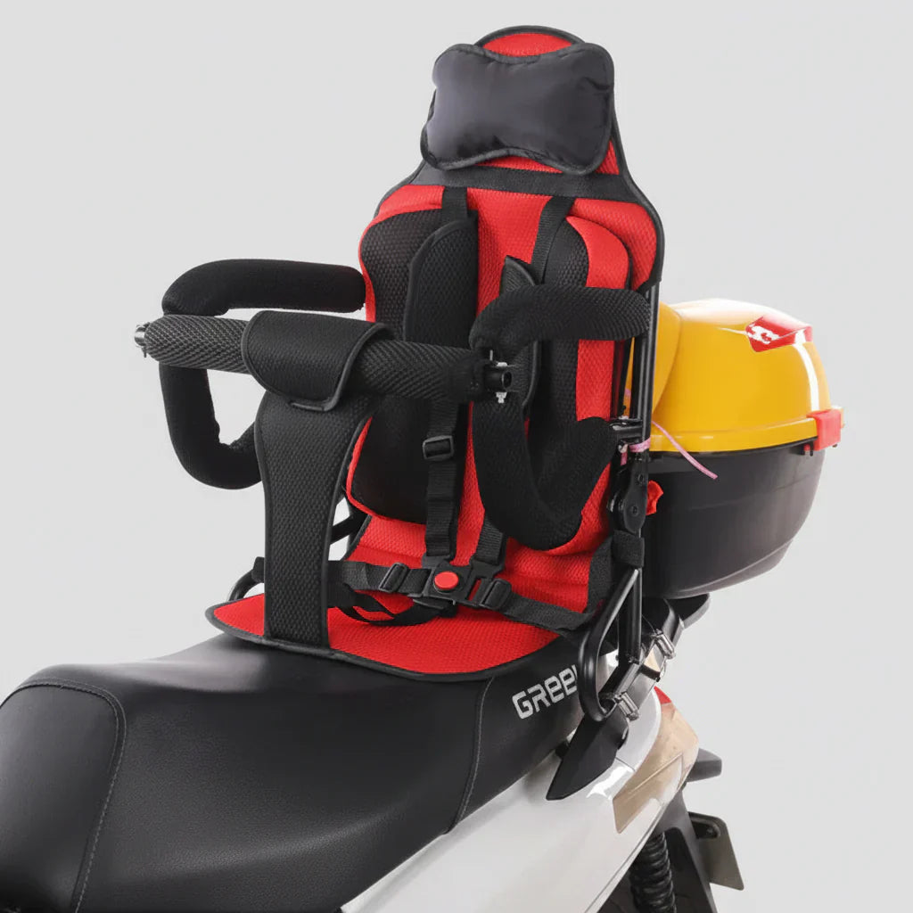 Kids' Motorcycle Seat with Collapsible Safety Guard and Backrest