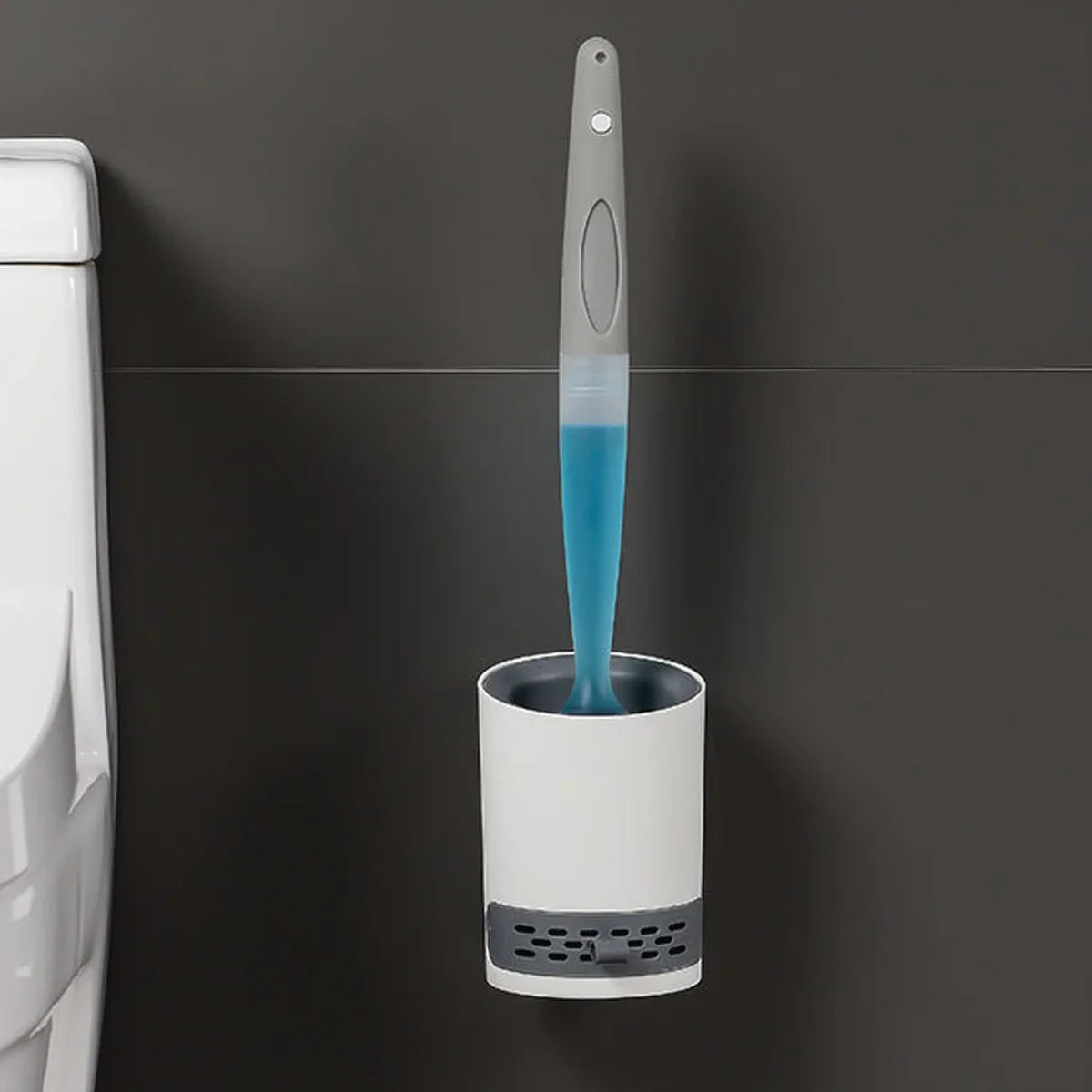 Contact-Free Silicone Toilet Brush with Soap Dispensing Feature
