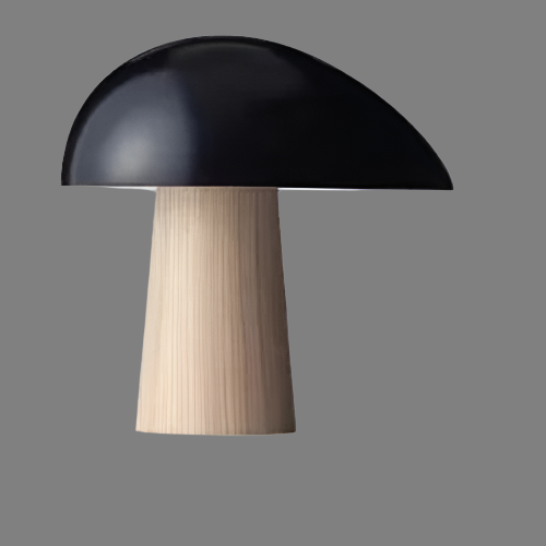 Haven Glow Mushroom Lamp with Natural Wood Finish