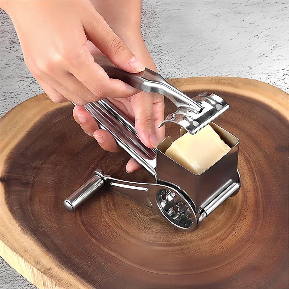Hand Crank Rotary Grater in Stainless Steel for Cheese and Vegetables