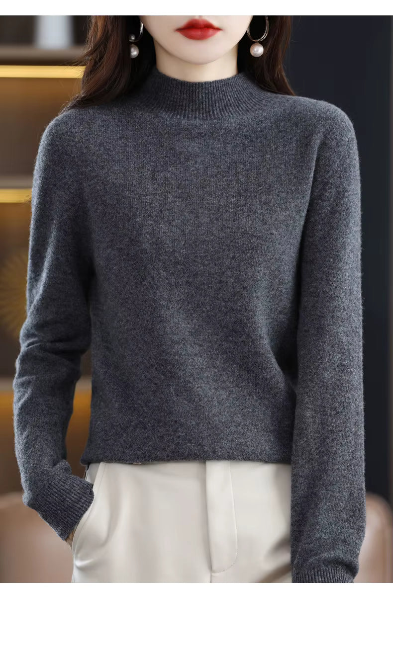LuxeMerino Women's 100% Pure Wool Sweater for Chillier Days