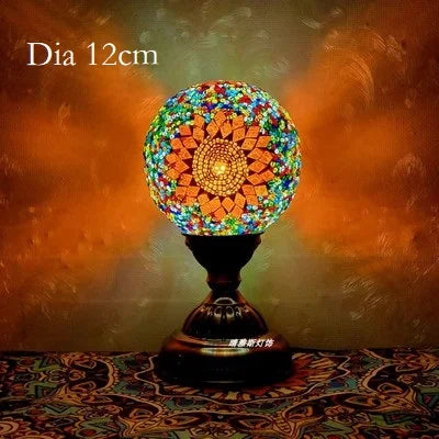 Turkish Mosaic Ball Table Lamp Handcrafted Art Deco Glass Romantic Bedside Light