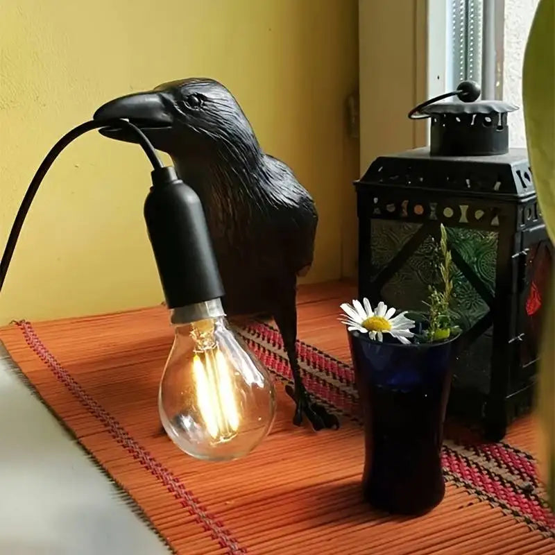 Ebon Feather Vintage Table Lamp with E14 Globe
