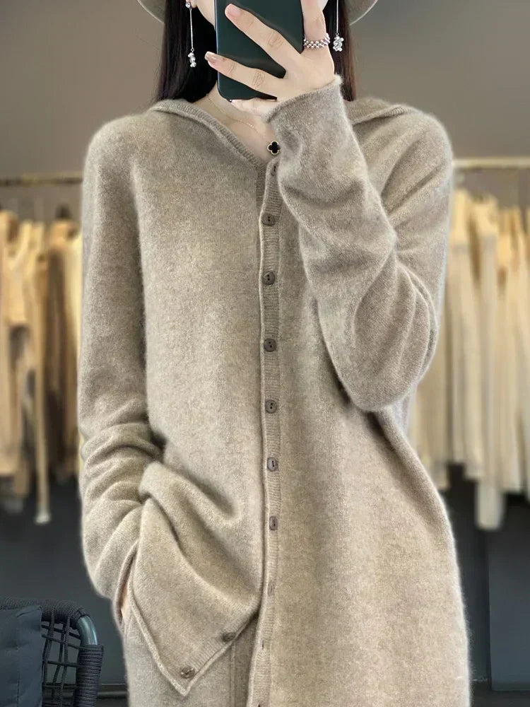 EverWarm Pure Merino Wool Cardigan for Winter Elegance