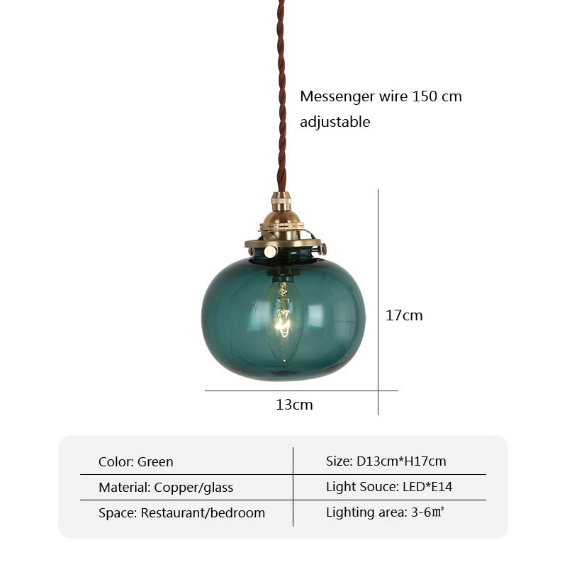 Vintage-Inspired Glass Pendant Light for Compact Areas