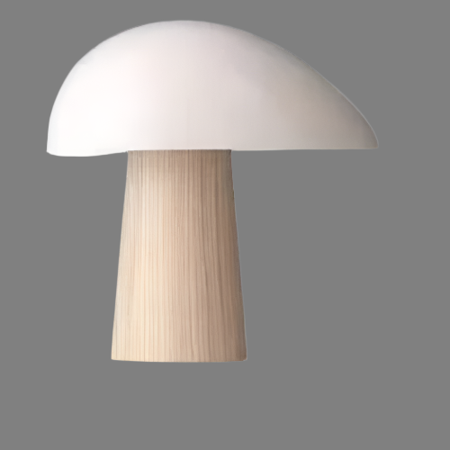 Haven Glow Mushroom Lamp with Natural Wood Finish