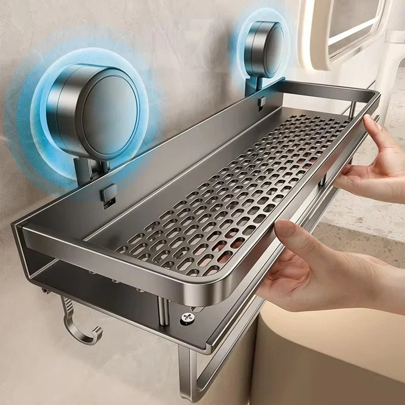 Bathroom Shelf with Suction Cups – No Drill Wall Mount in 3 Sizes