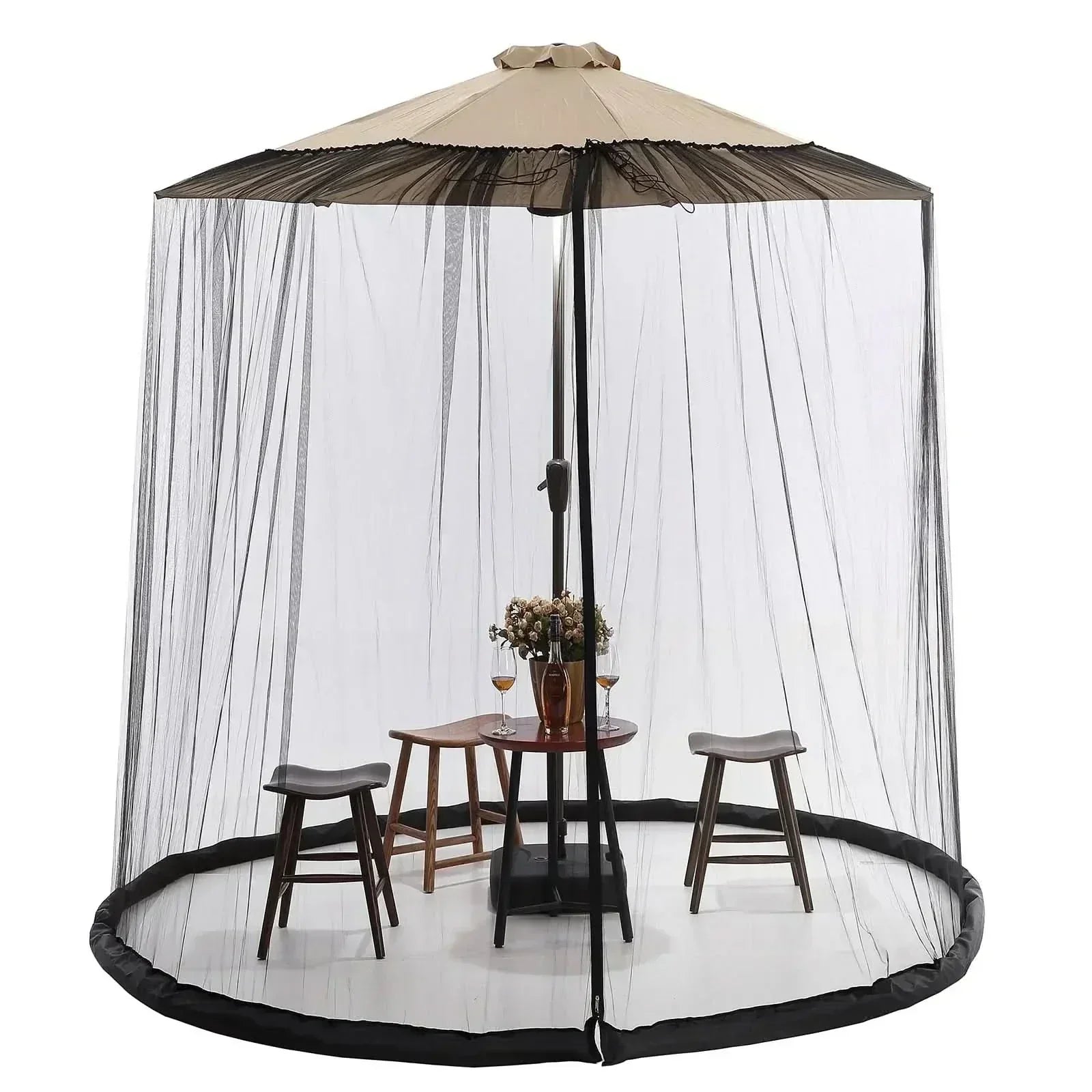 SafeHaven Mosquito Net for Parasols Up to 4 Meters with Zip Access