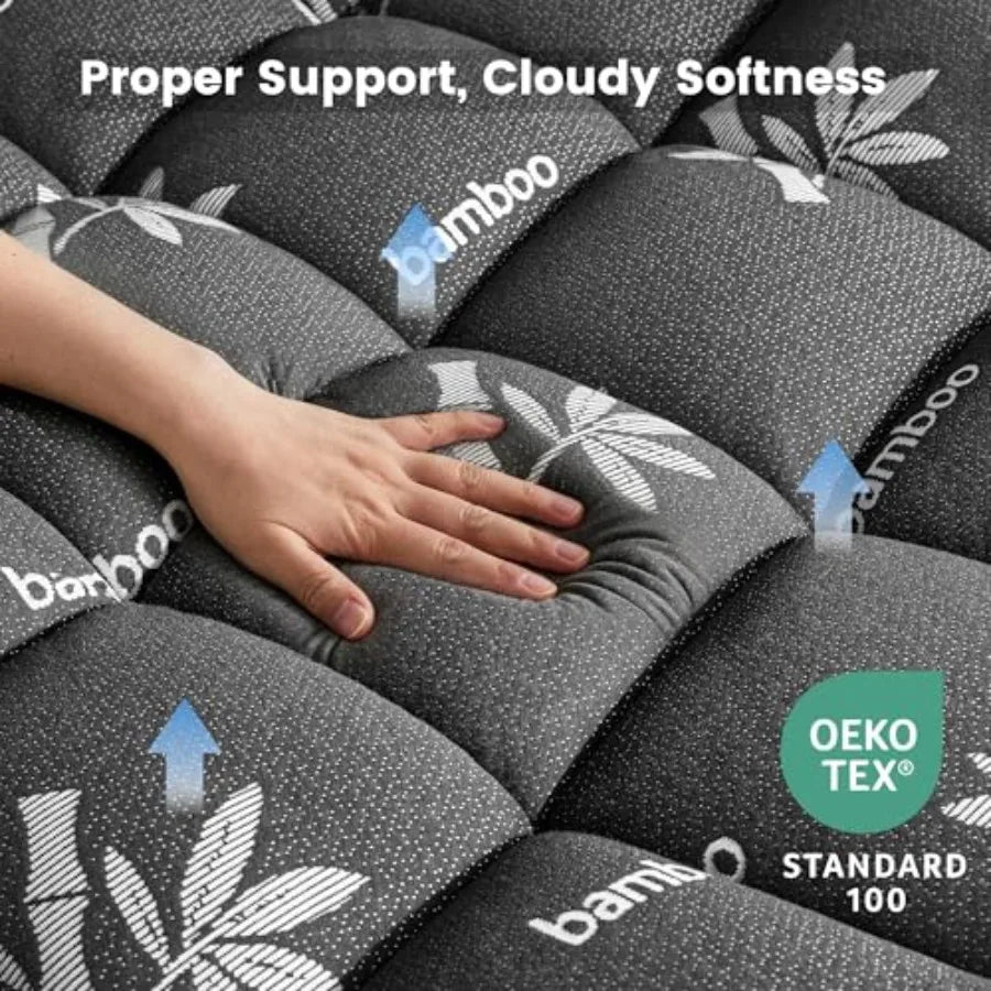 Viscose Bamboo Mattress Topper with Pillow Top | Deep Pocket Comfort