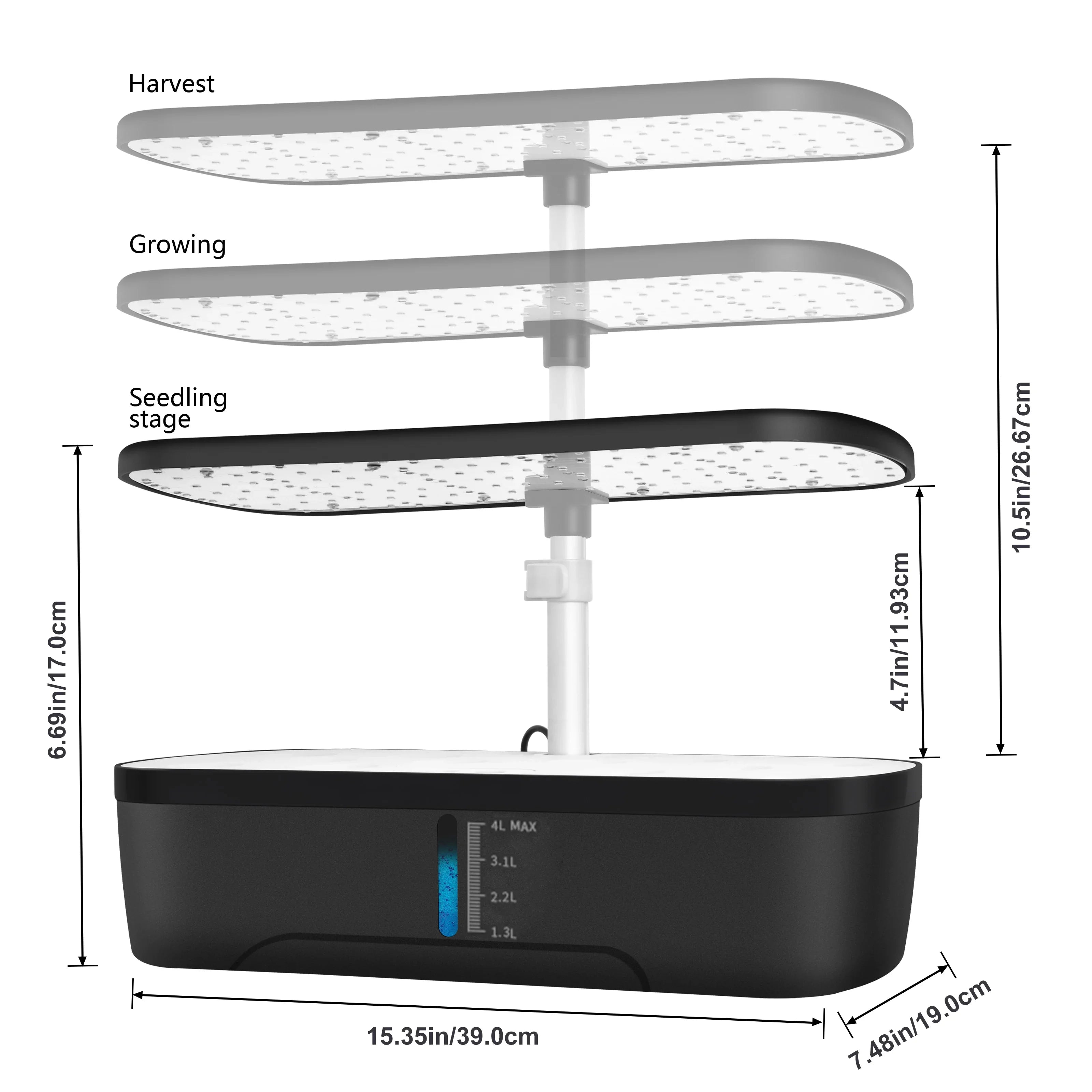 12-Pod Indoor Hydroponic Herb Garden with Smart Timer & LED Light