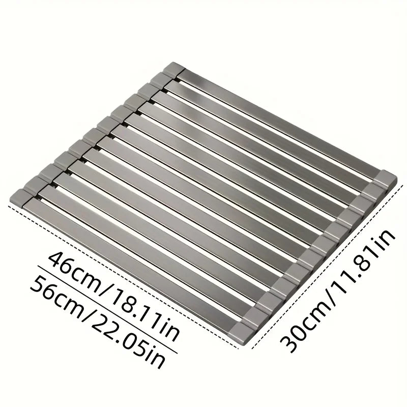 Space-Saving Rollable Drain Shelf for Kitchen Sink