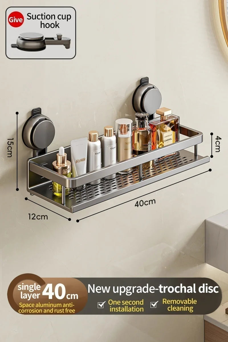 Suction Cup Bathroom Shelf – Easy Installation, No Drilling Needed