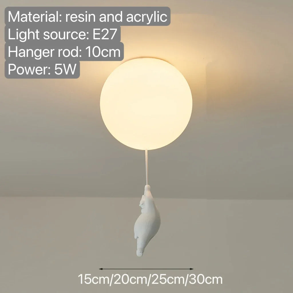 Charming Teddy Bear Balloon Pendant Light for Kids' Rooms