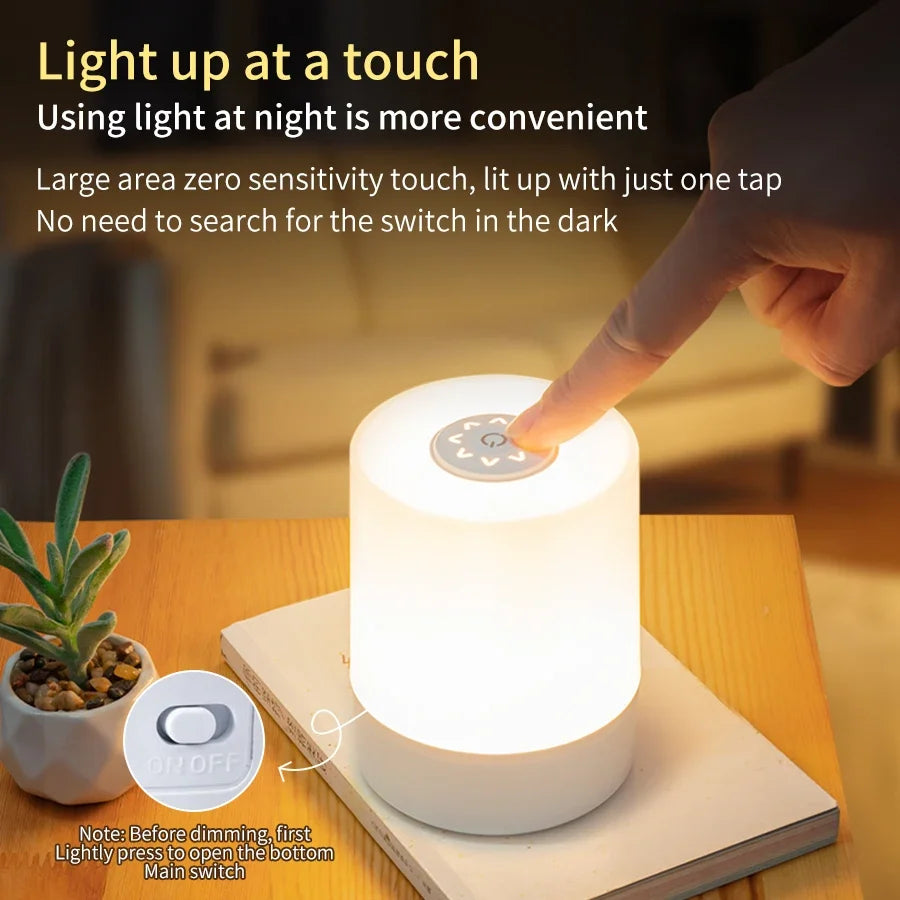 Adjustable Touch-Control LED Night Lamp – Cordless Rechargeable Light