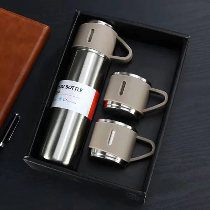 Gift Set with 3 Cups – Insulated Thermos for Hot & Cold Beverages, 500 ml