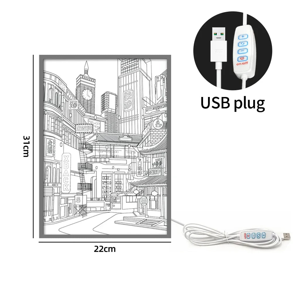 Urban Skyline LED Wall Light – Customizable USB Art Lamp