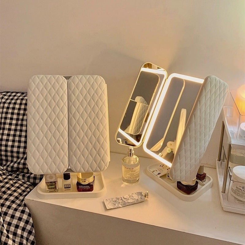 IllumiView Tri-Fold LED Mirror with Customizable Lighting