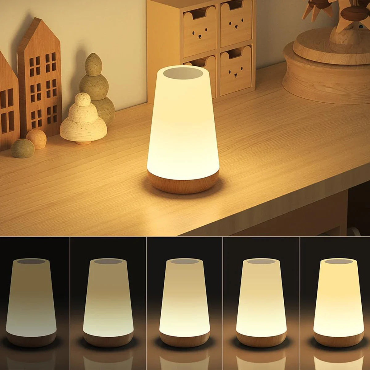 Versatile Touch-Control Dimmable LED Night Lamp with USB Charge