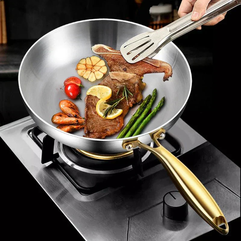 TitanPro 316 Stainless Steel Frying Pan with 7-Layer Build, 2mm Thickness, Induction Compatible