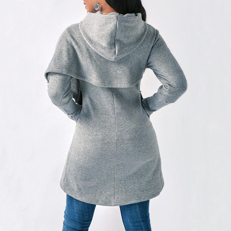 Women’s Draped Knit Hoodie | Asymmetric Hem & Modern Flair | Soft Fabric | Comfortable Fit