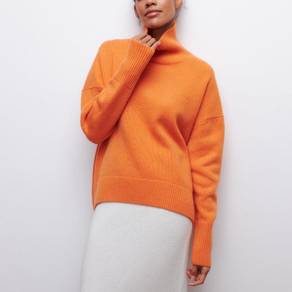 Women’s Turtleneck Sweater | Oversized Knit Design | Ribbed Cuffs & Hem | Comfortable Fit for Cold Weather