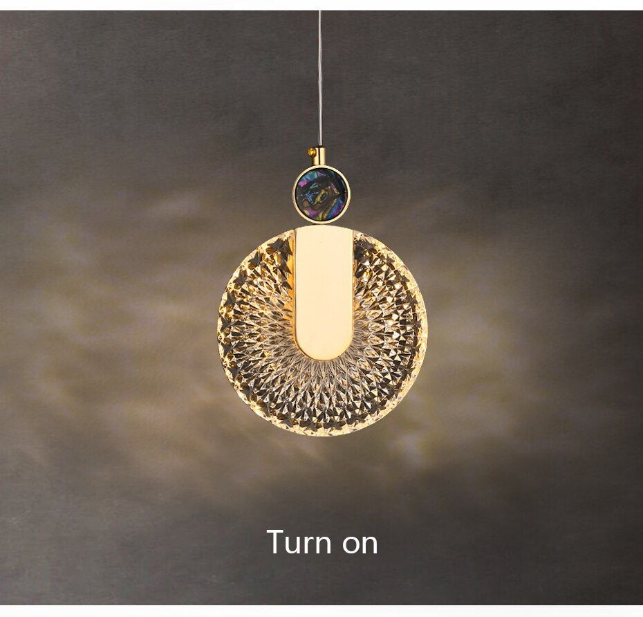 Luxe Aura Crystal Round Pendant Light Fixture