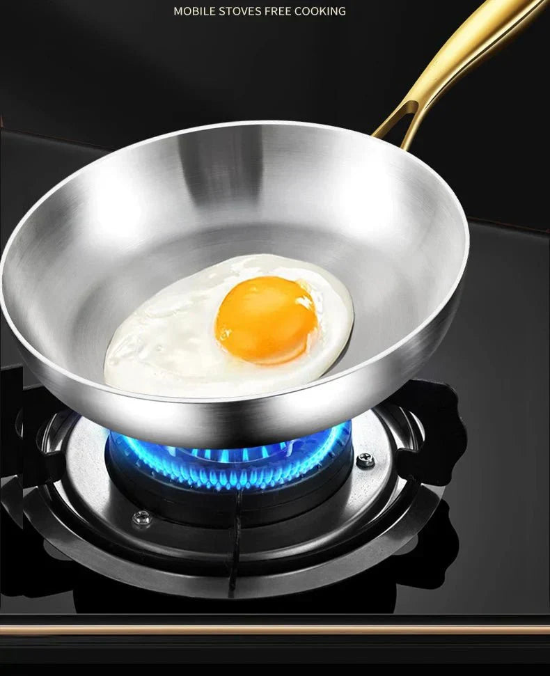TitanPro 316 Stainless Steel Frying Pan with 7-Layer Build, 2mm Thickness, Induction Compatible