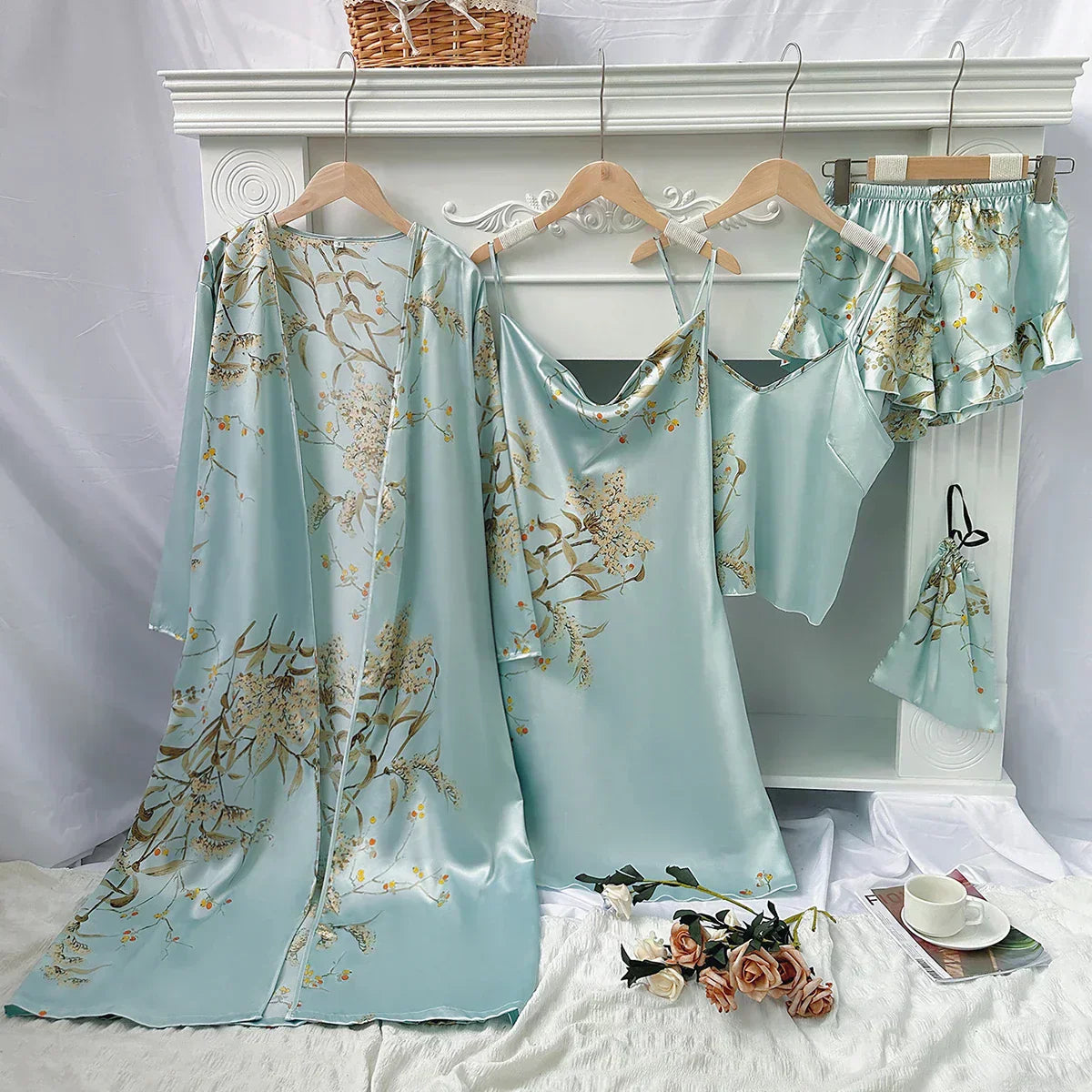 Celestial Dreams Satin Sleepwear Ensemble for Women