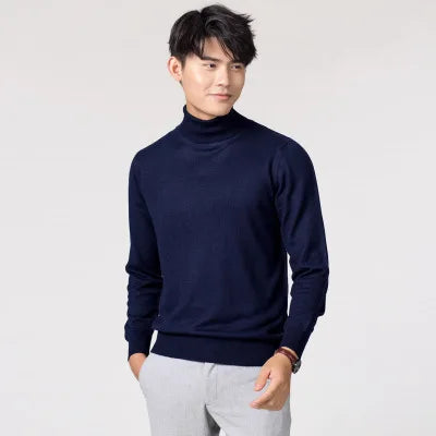Luxurious Cashmere-Cotton Blend Turtleneck Sweater for Men