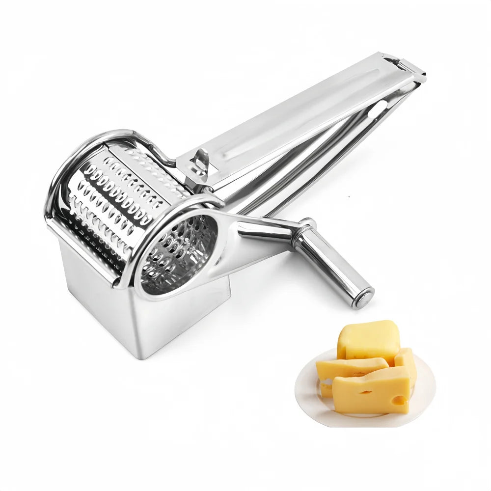 Hand Crank Rotary Grater in Stainless Steel for Cheese and Vegetables
