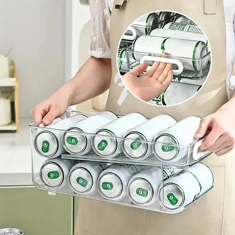 SmartFlow Dual-Tier Can Organizer for Tidy Refrigerators