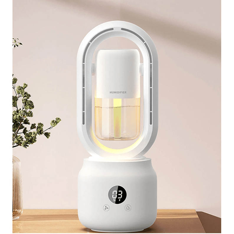CoolBreeze Bladeless Fan with Humidifier and Mood Light