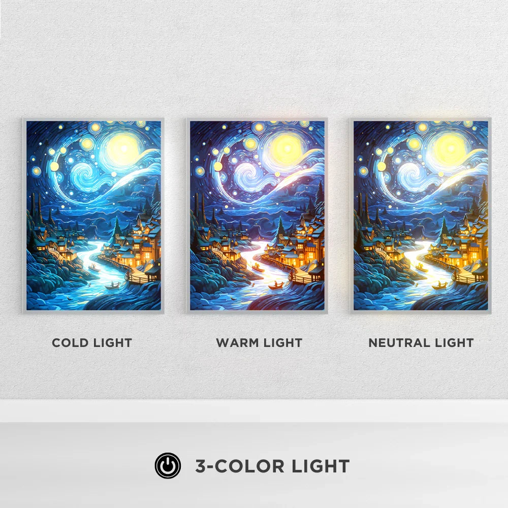 Starry Night LED Art Lamp 3D Night Light Van Gogh Style Aesthetic Room Decor