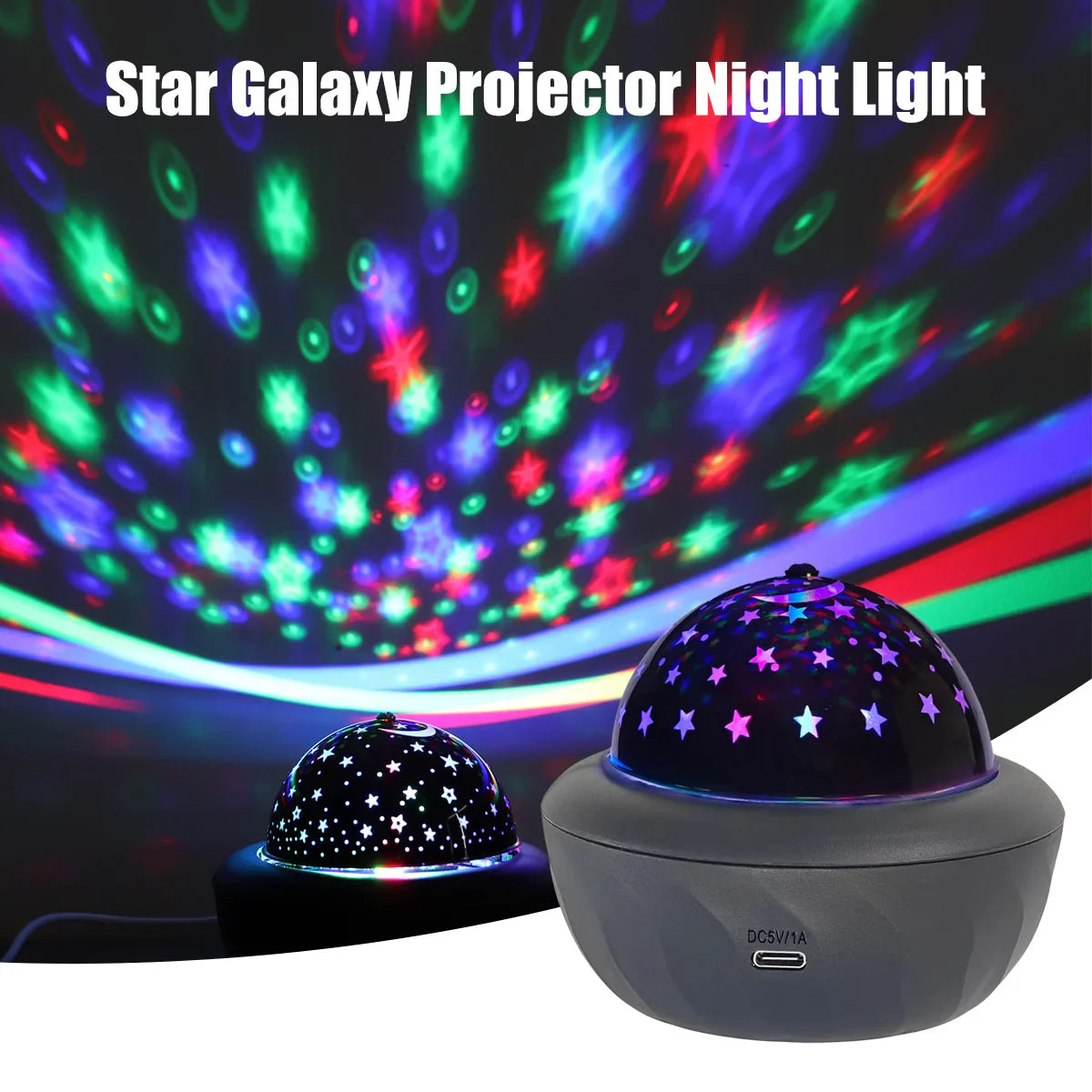 USB Galaxy Projection Lamp with Colorful Rotating Stars