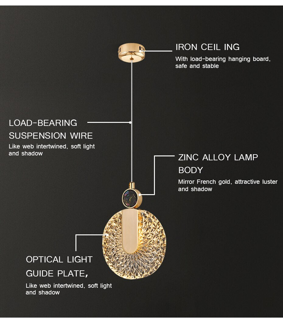 Luxe Aura Crystal Round Pendant Light Fixture