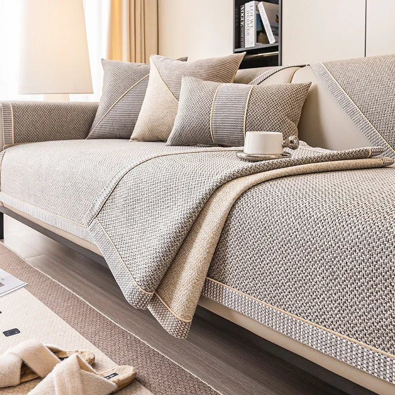 All-Season Anti-Slip Cotton-Linen Sofa Protector