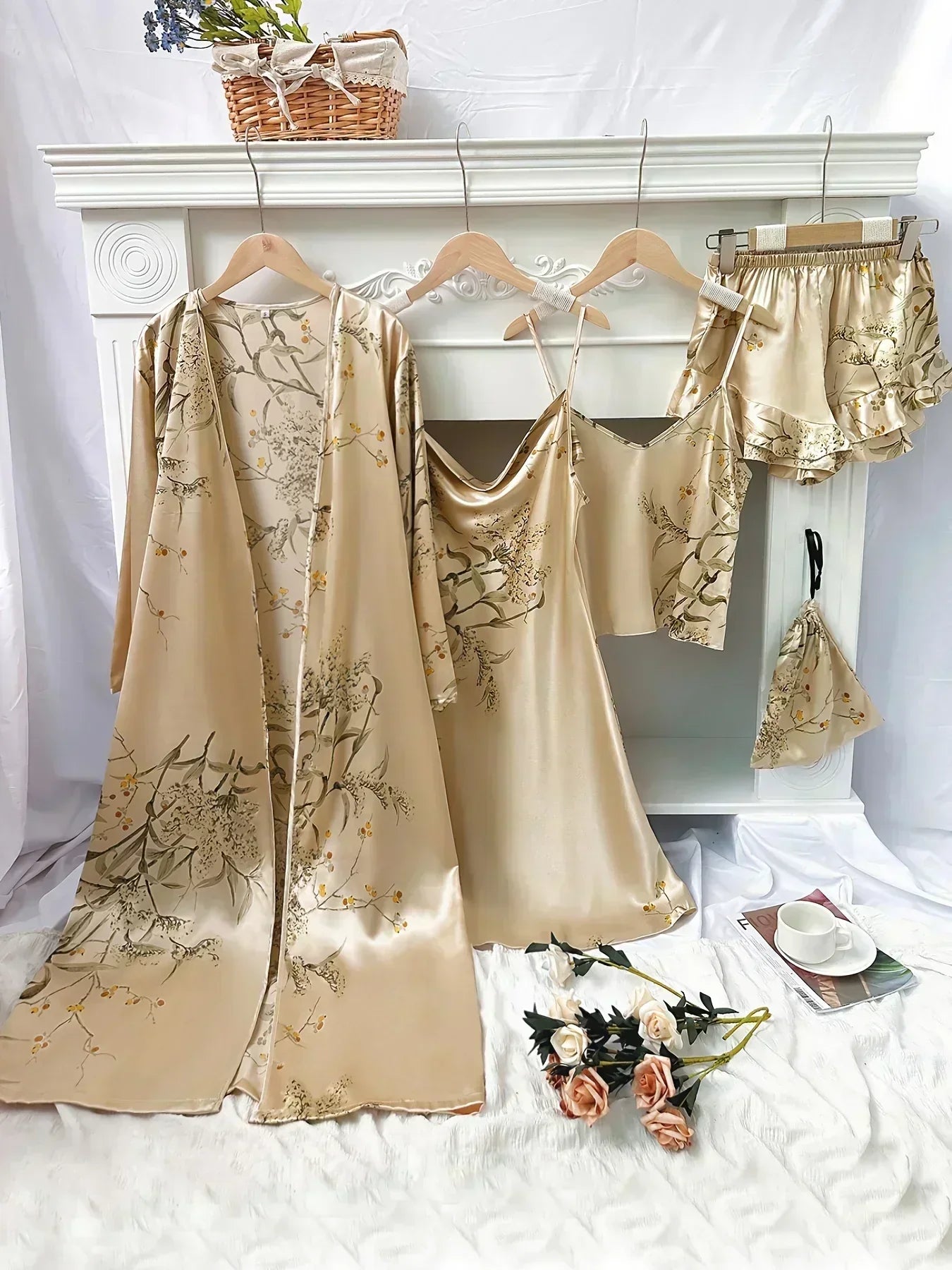 Celestial Dreams Satin Sleepwear Ensemble for Women