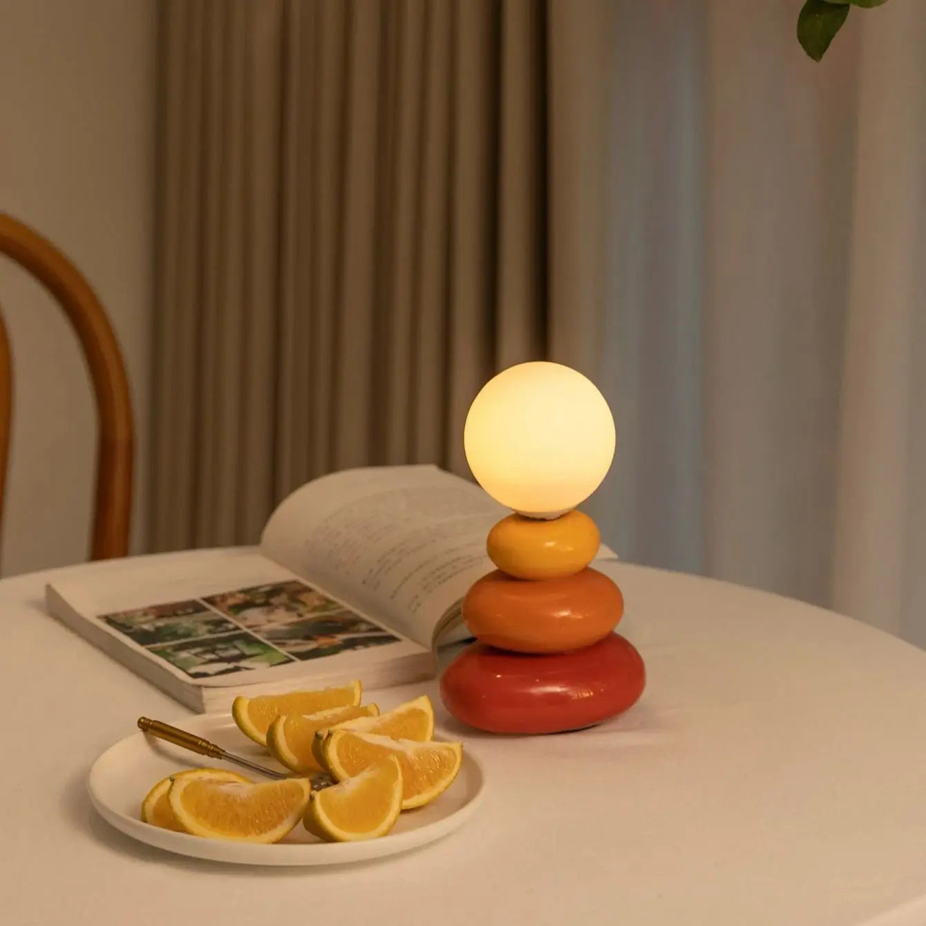 Colorful Stone Table Lamp LED Nordic Stacked Bedside Light Modern Home Decor