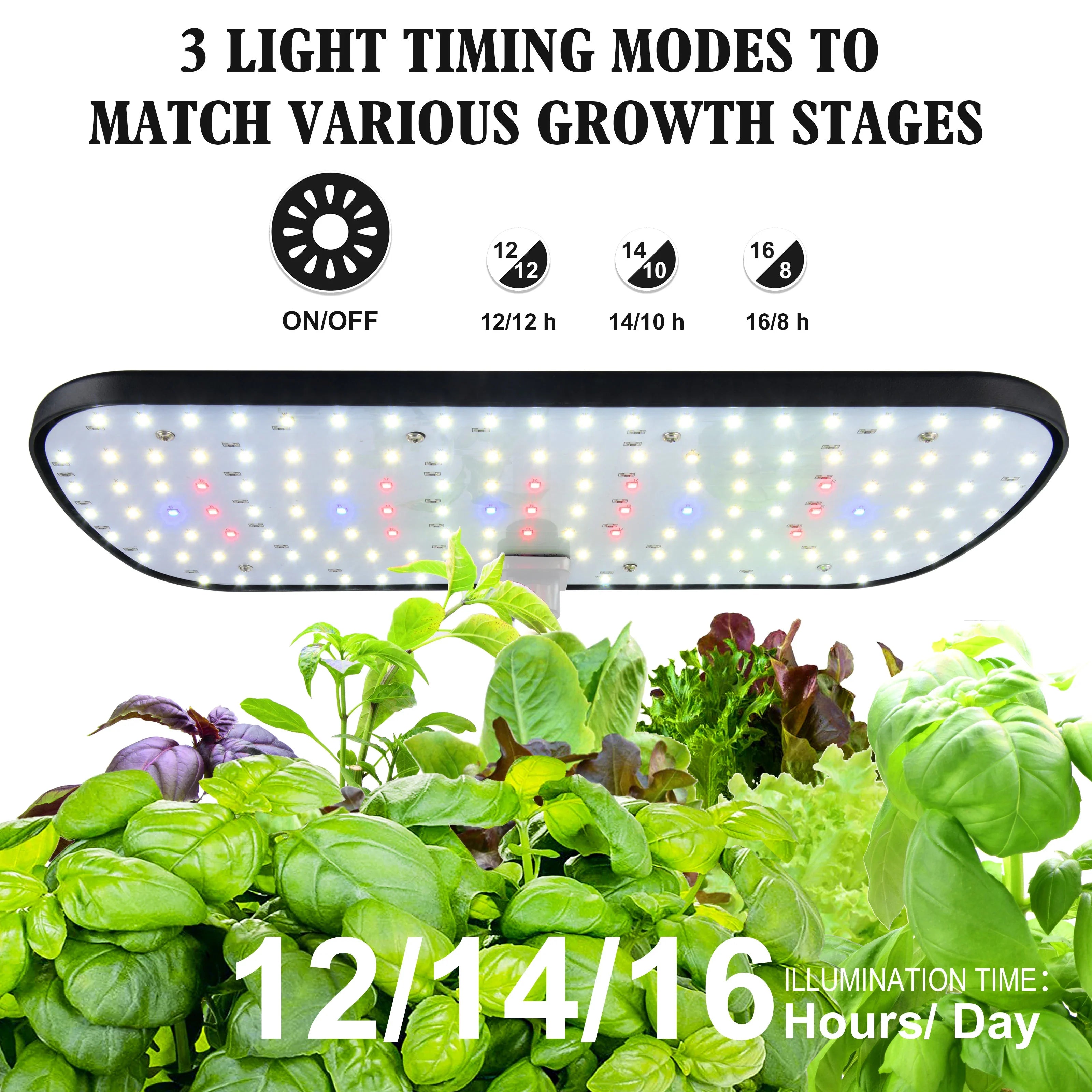12-Pod Indoor Hydroponic Herb Garden with Smart Timer & LED Light