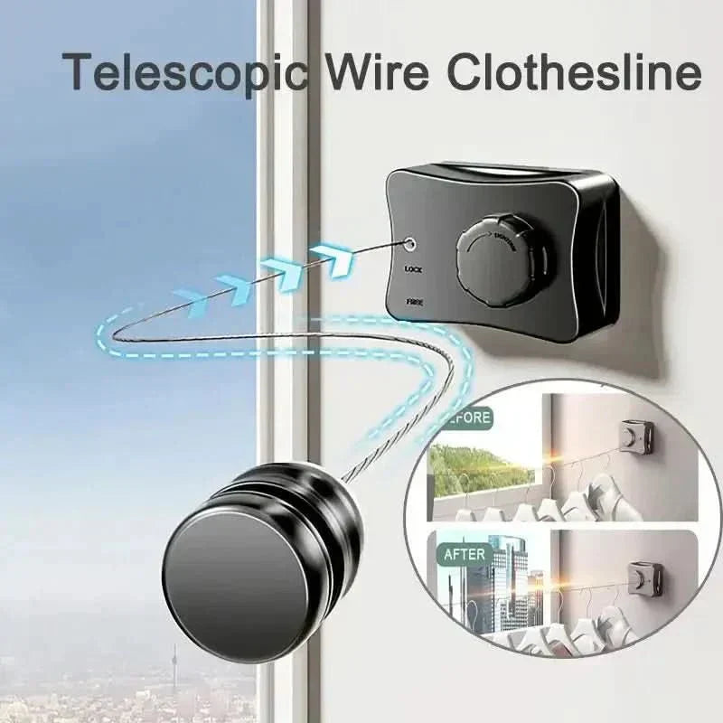 SpaceSaver Retractable Clothesline for Wall Mounting