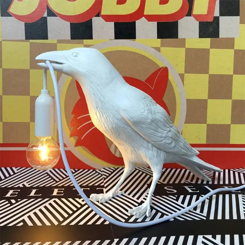 Ebon Feather Vintage Table Lamp with E14 Globe